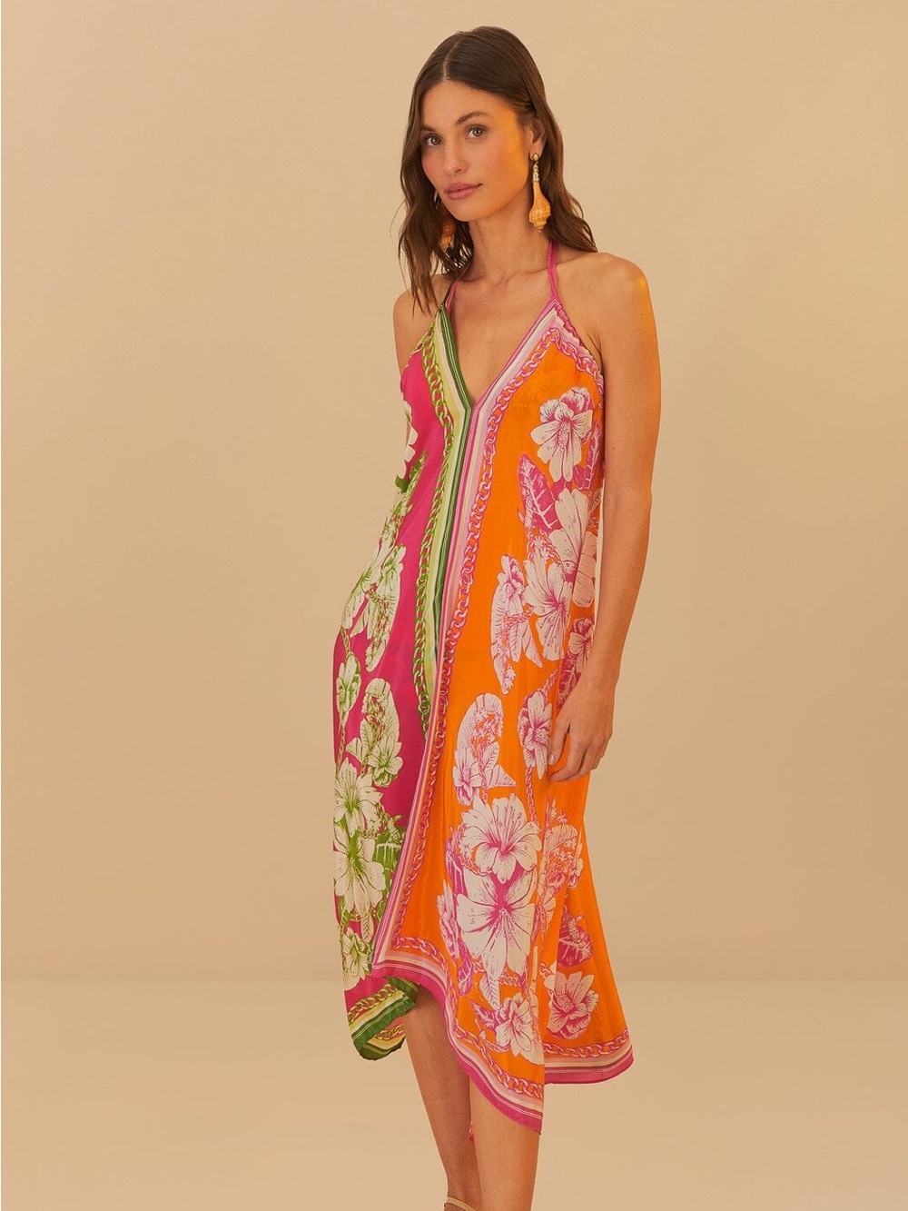 Farm Rio: Floral Elegance Scarf Print
Halter Cover-Up Dress